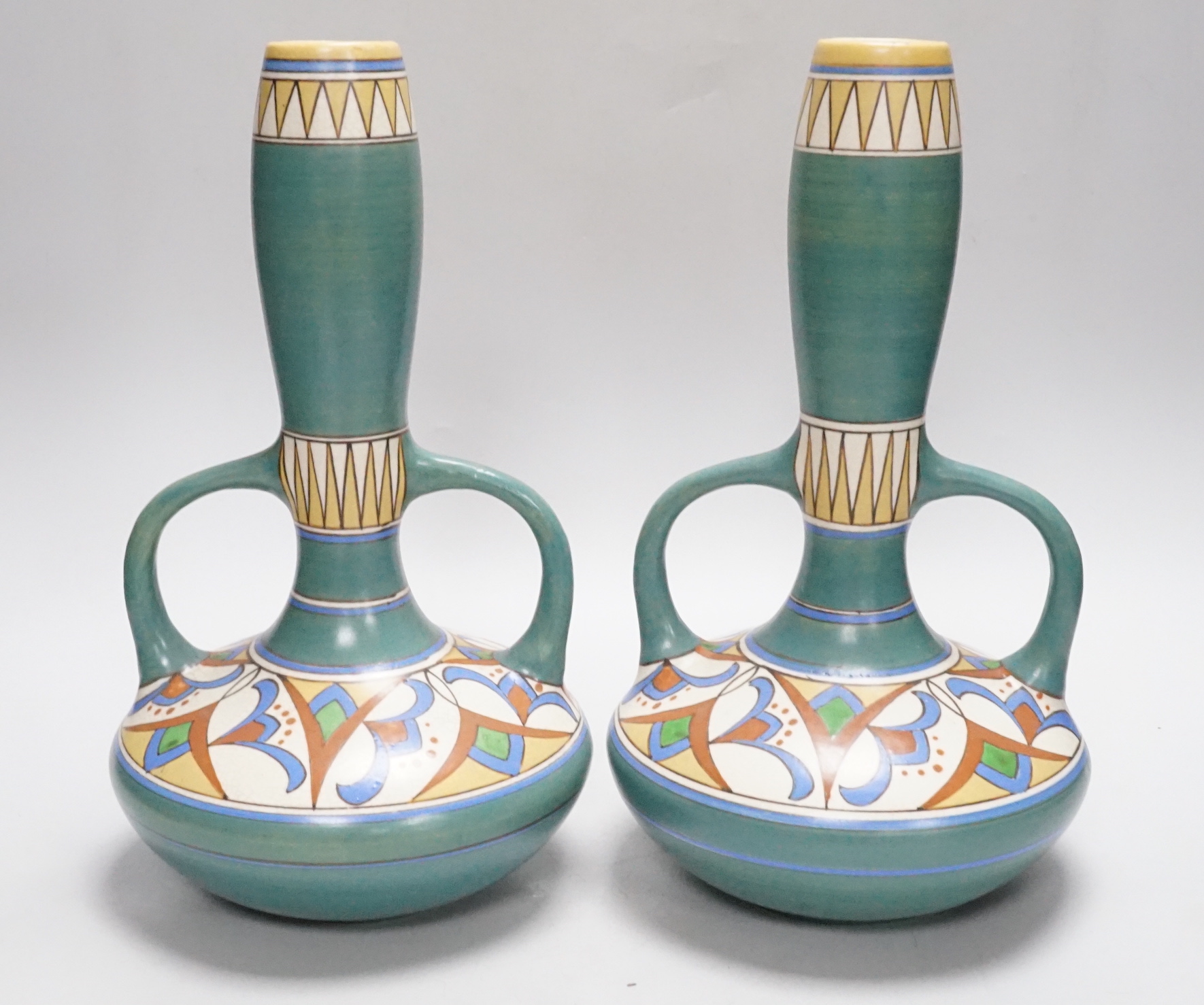 A pair of Arnhem Elrakka Art Nouveau vases, 29cm